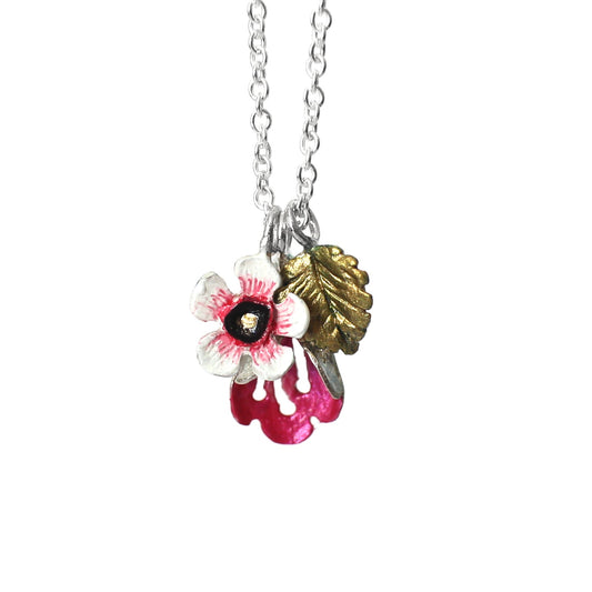 Silver Charm Floral Necklace - Flora