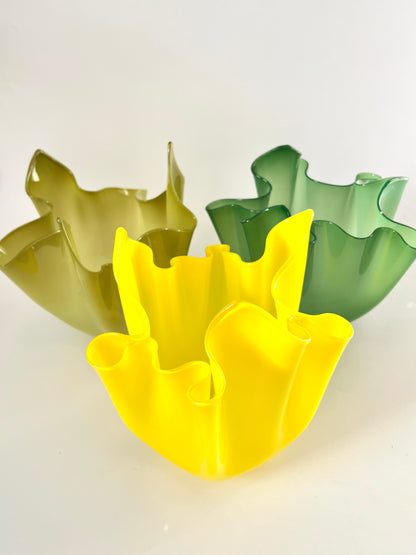 Handblown Glass Fazzoletto Bowl - Yellow