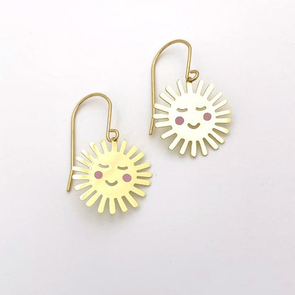 Mini Cheeky Sun Earrings in Gold/Pink