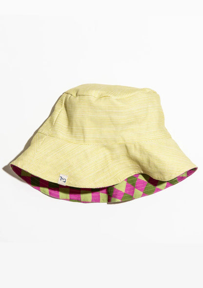 Bucket Hat - Thin Pin Citrus / Handrawn Check Citrus