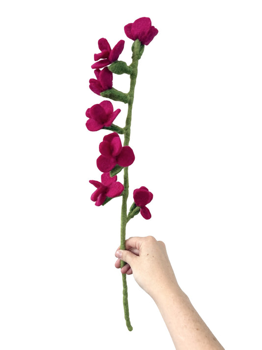 Flower Stem - NZ Felted Wool - Magenta