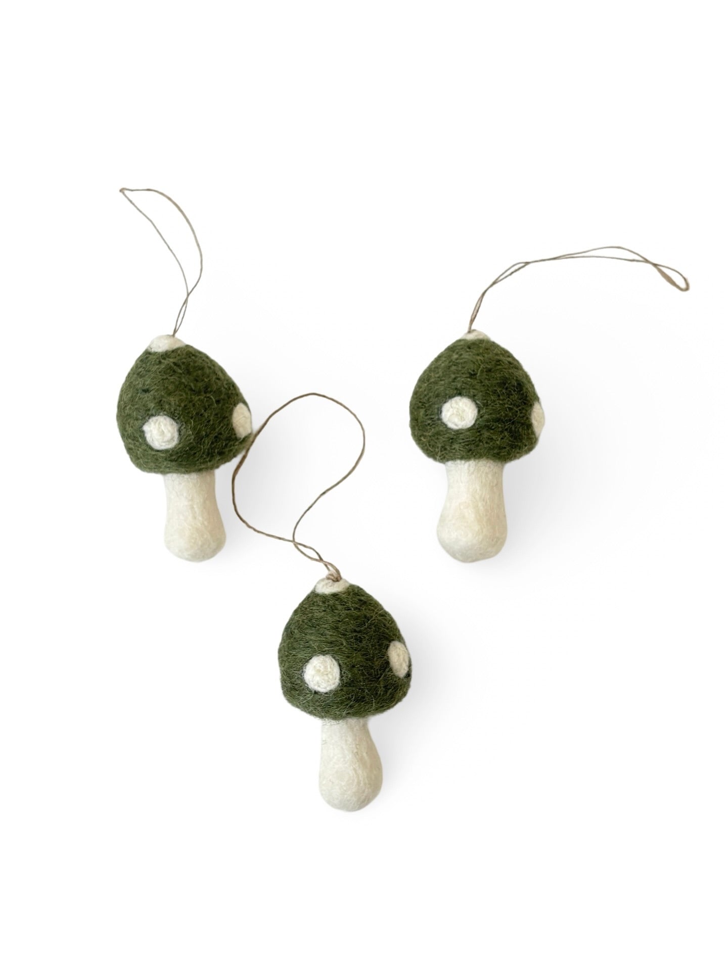 Felted Christmas Mushroom Ornament - Green