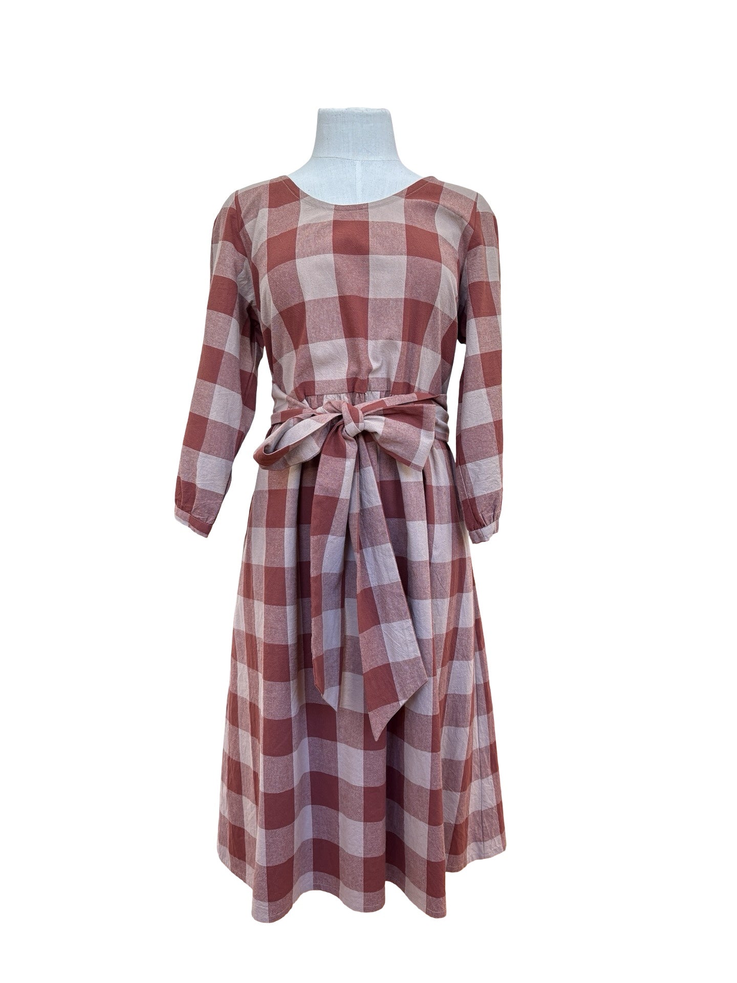 Long Sleeve Mollie Dress - Blush Check