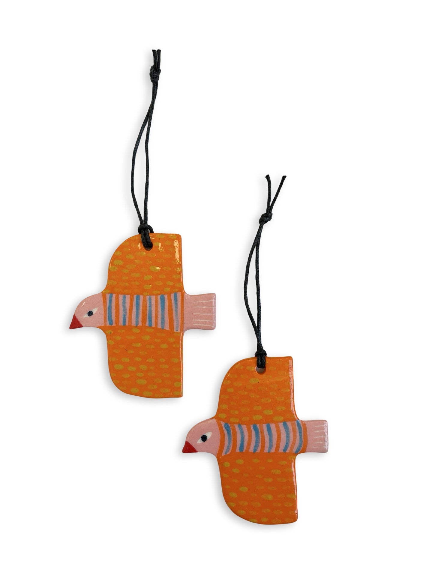 Pink, Orange & Dash Ceramic Bird Decoration by Studio Soph