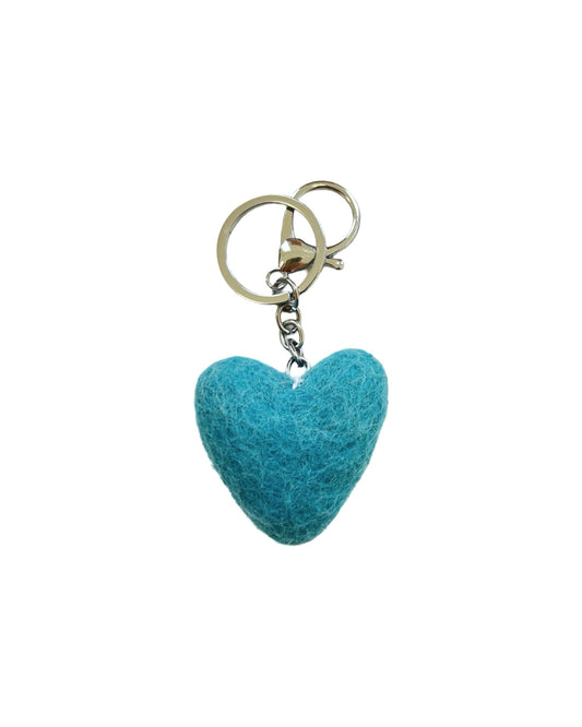 Teal Heart Felted Wool Keyring/Clip