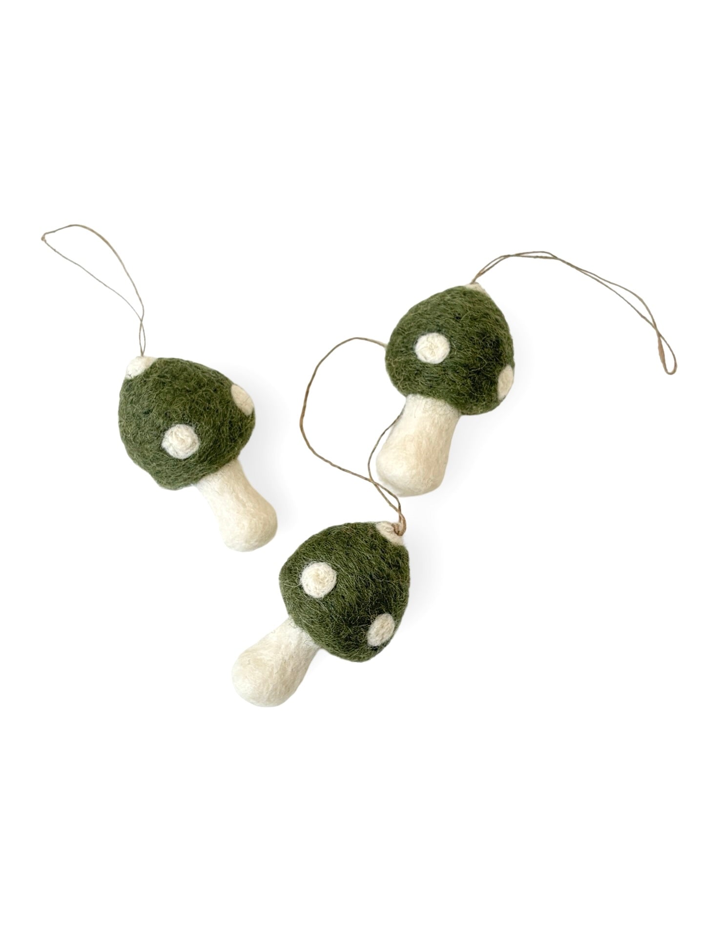Felted Christmas Mushroom Ornament - Green