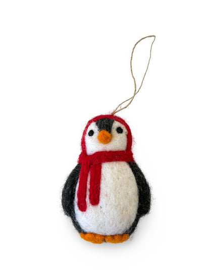 Felted Wool Penguin - Red