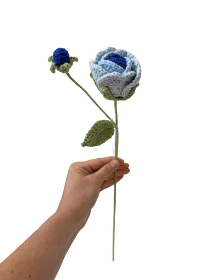 Crocheted Rosa - Blue & Dark Blue
