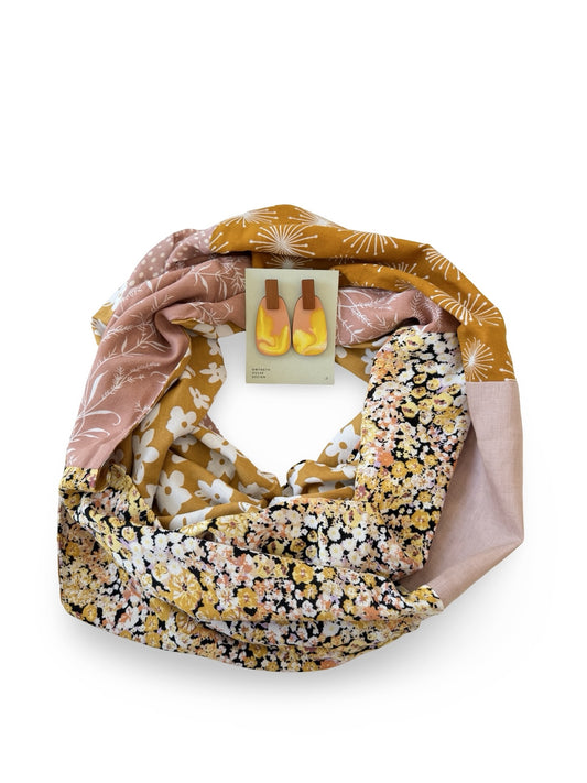 Infinity Scarf - Mustard Peachy Florals / Mustard Florals