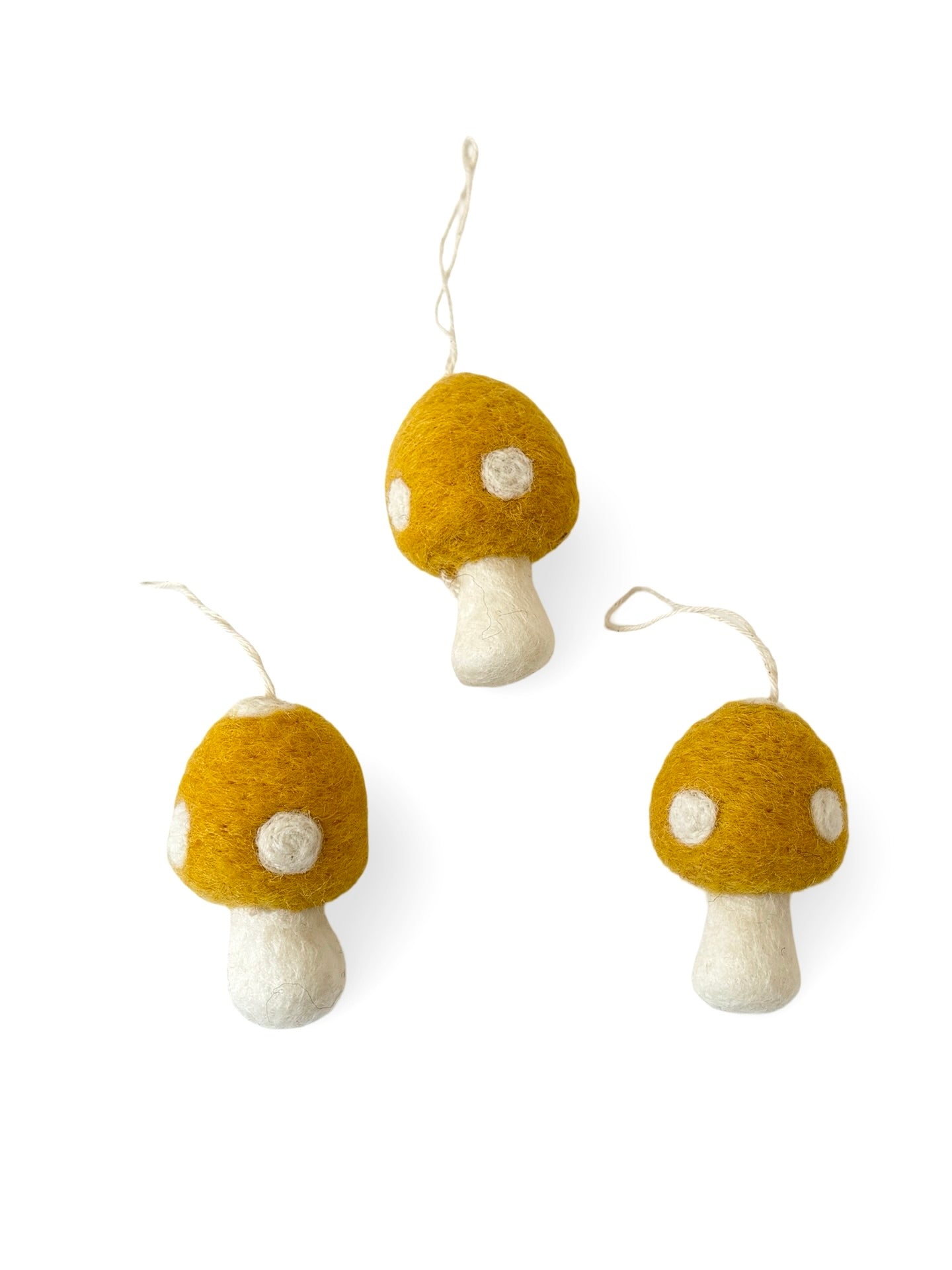 Felted Christmas Mushroom Ornament - Mustard