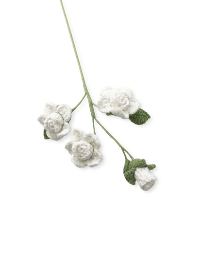Crocheted Babi Roses - White