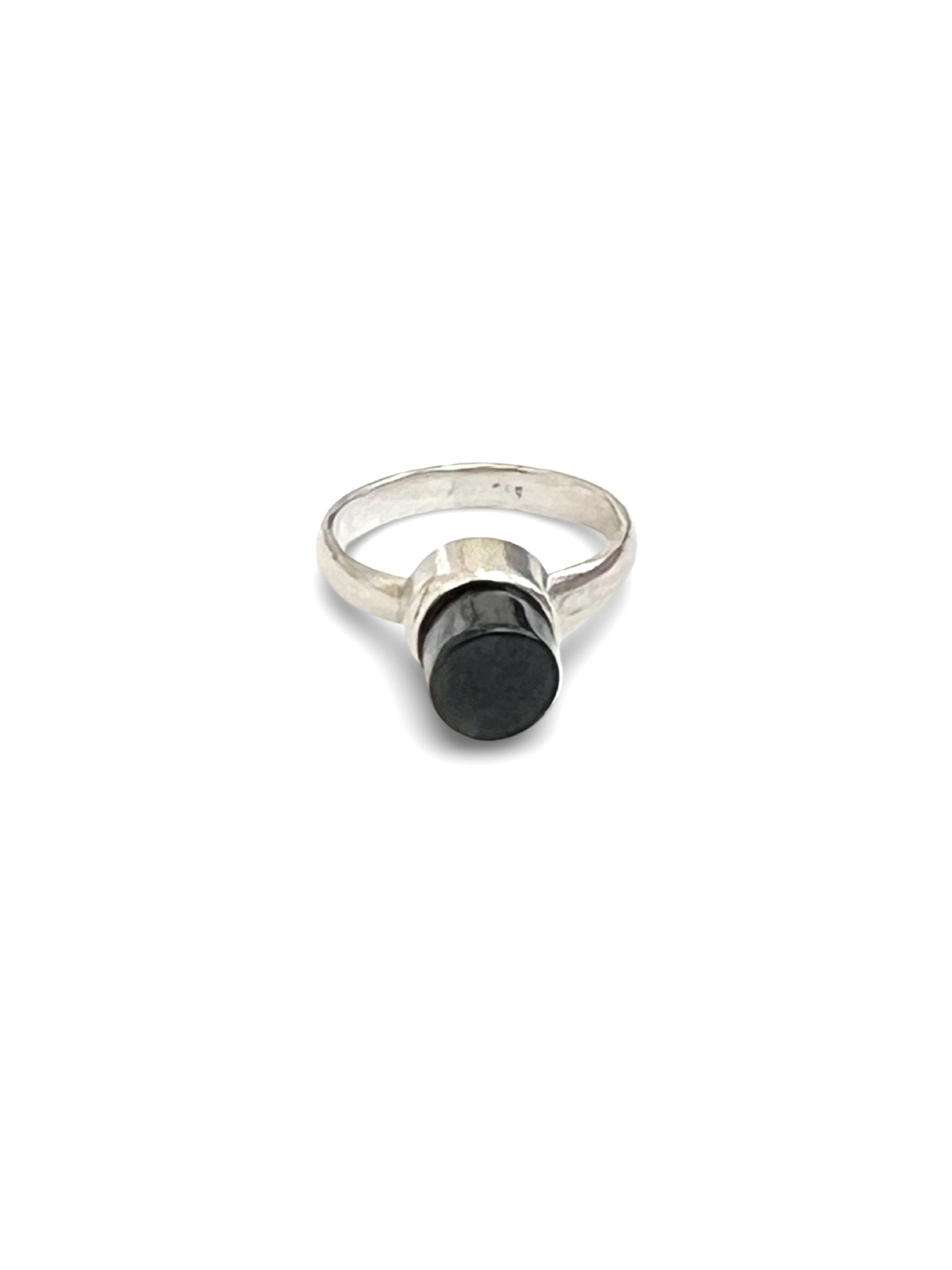 Dark Pounamu & Sterling Silver Small Cylinder Ring #2 (RI-CY1)