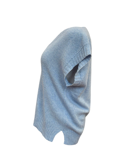 Evie Textured Merino/Cotton Vest - Sky