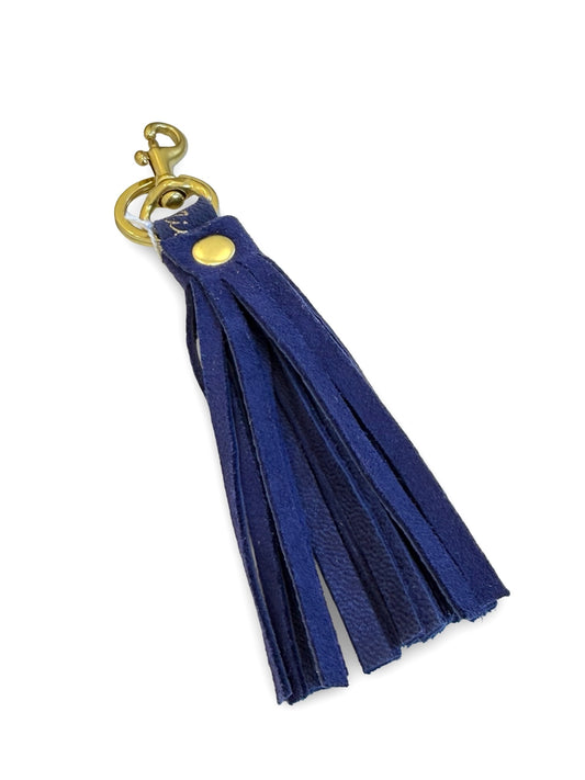 Tassel Keyring & Clip - Cobalt Blue Suede