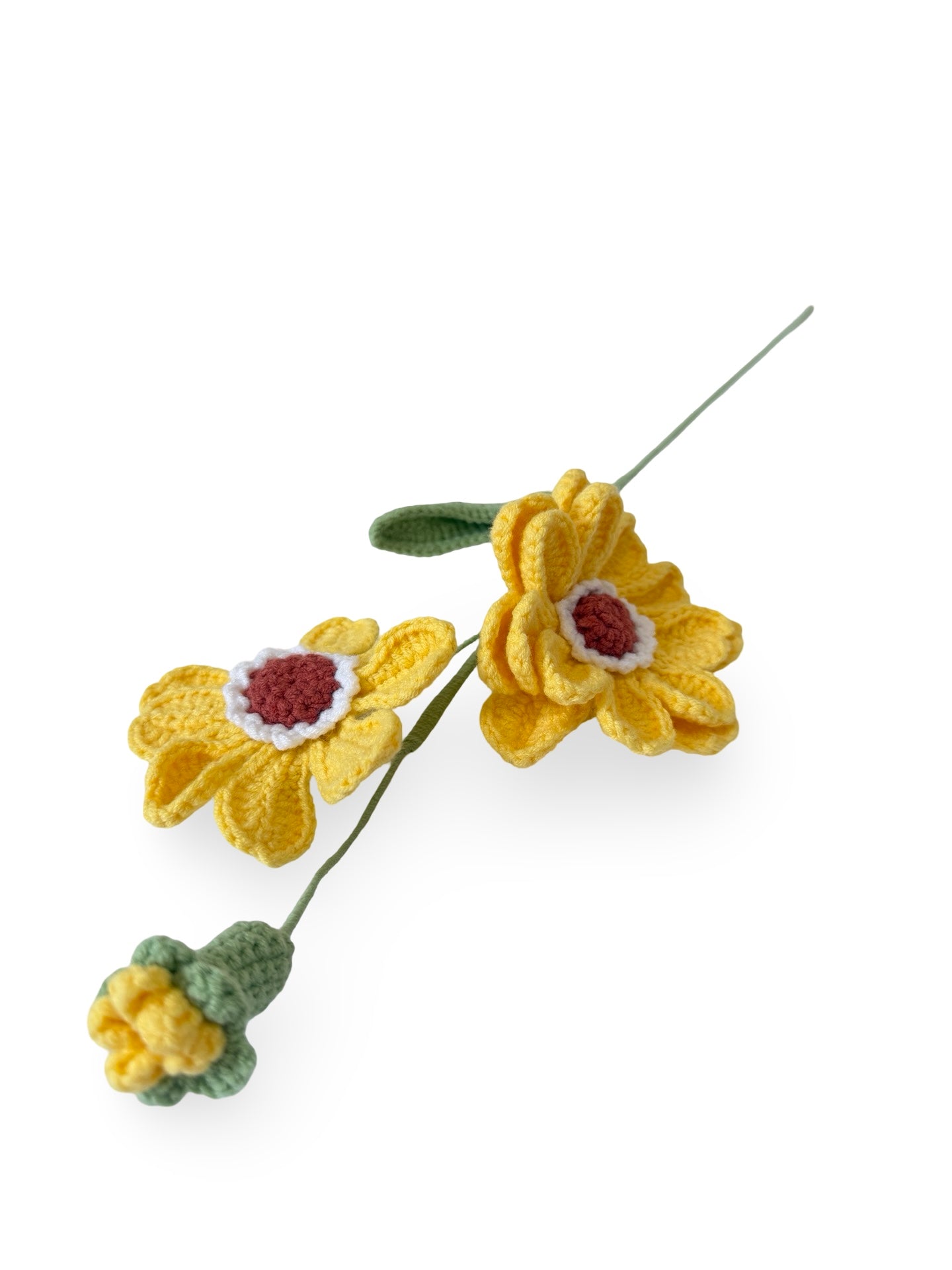 Crocheted Zinnia - Yellow with White Centre