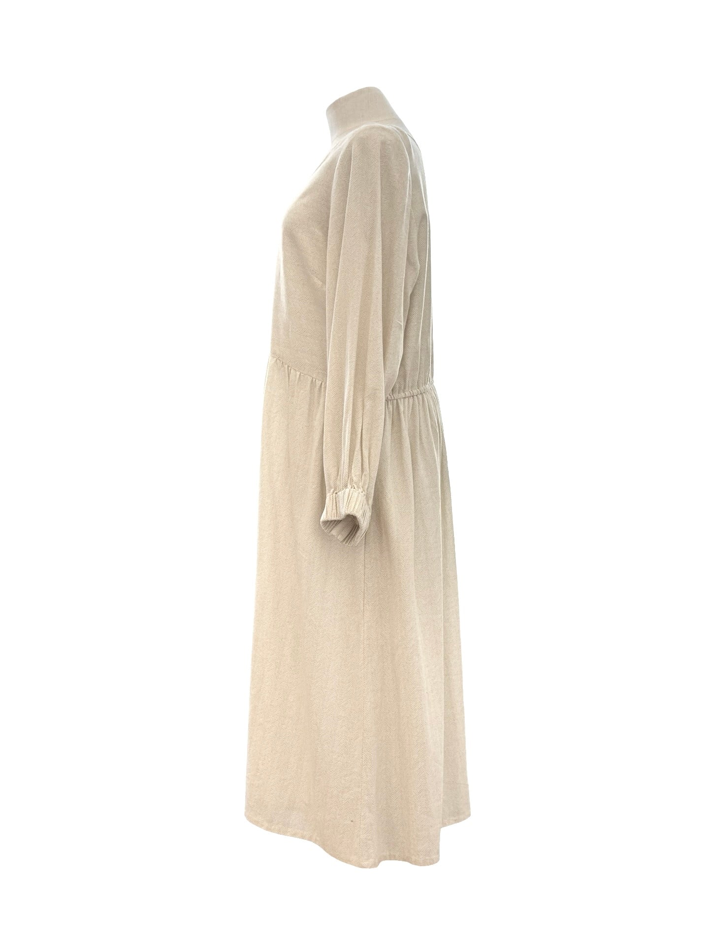 Abby Dress long Sleeve - Vanilla Chevron