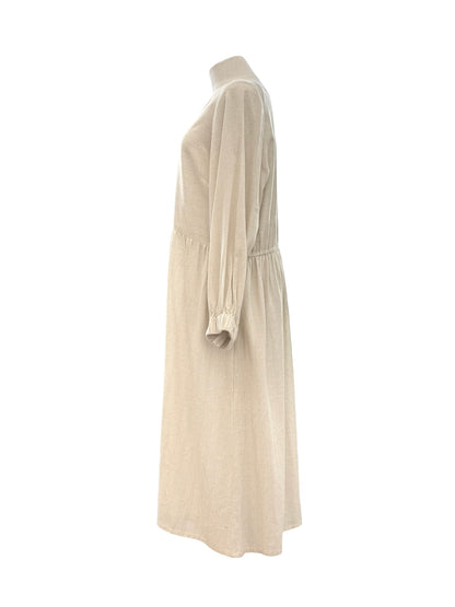 Abby Dress long Sleeve - Vanilla Chevron