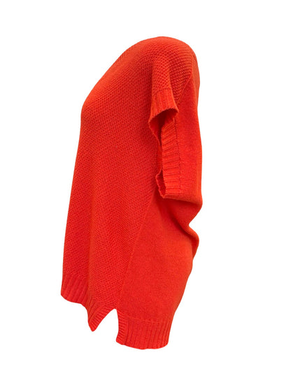 Evie Textured Merino/Cotton Vest - Mandarin
