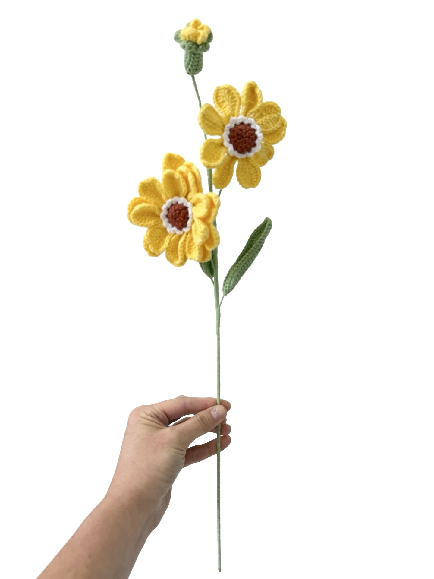 Crocheted Zinnia - Yellow with White Centre