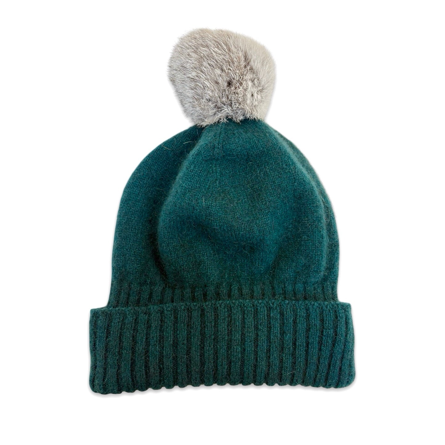 Possum Merino Turn Back Beanie with Rabbit Fur Pompom - Tasman