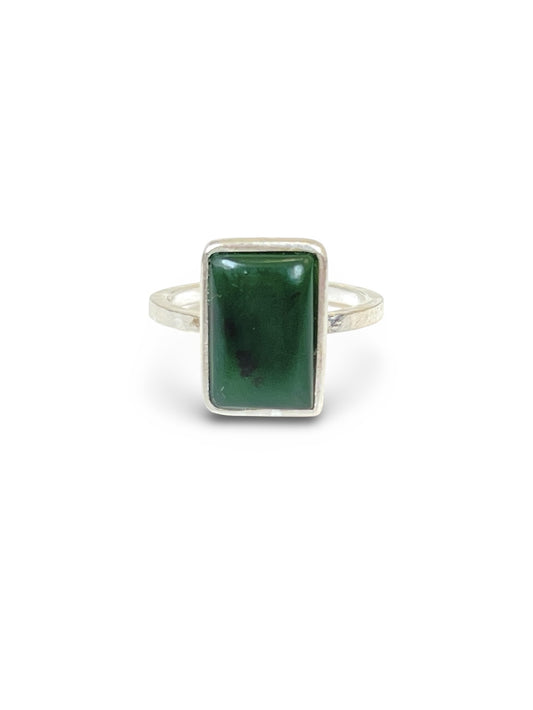 Jade & Sterling Silver Rectangle Ring (RI-RE4)
