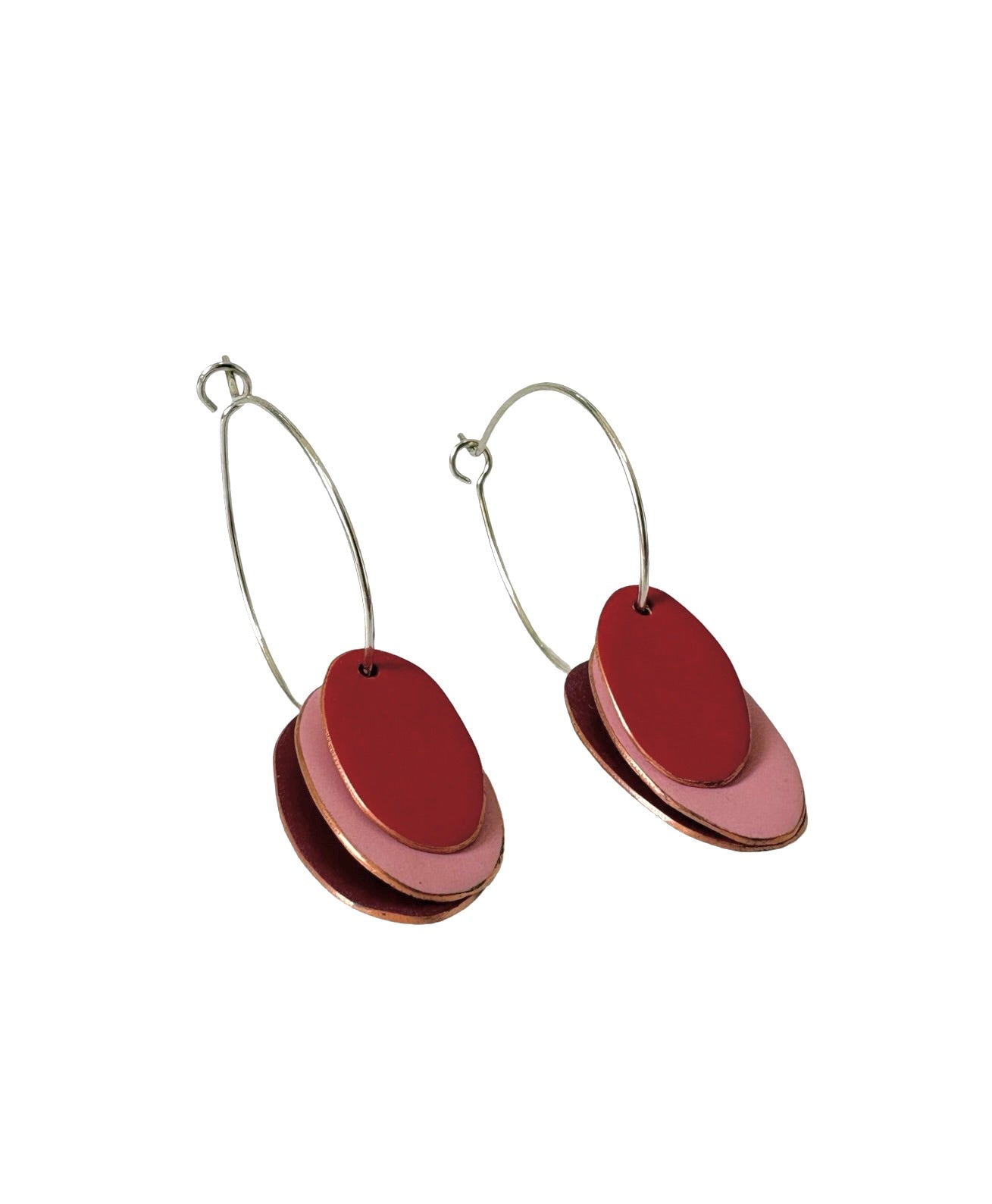 Hoops & Drops Earrings - Dark Red, Pink, Red