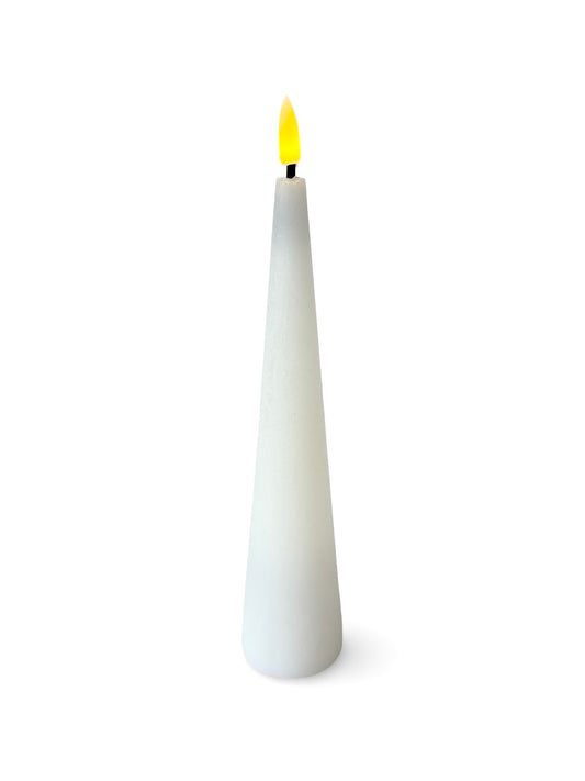 LED Cone Candle in White - 25cm