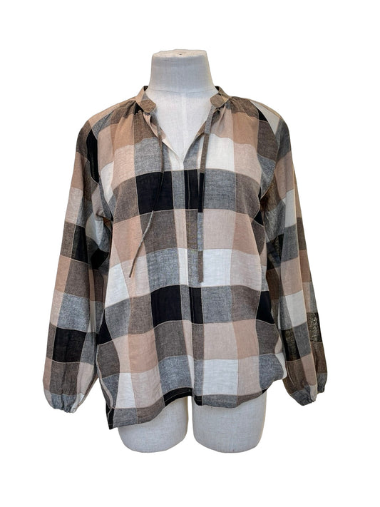 Autumn Blouse - Black, Beige Check