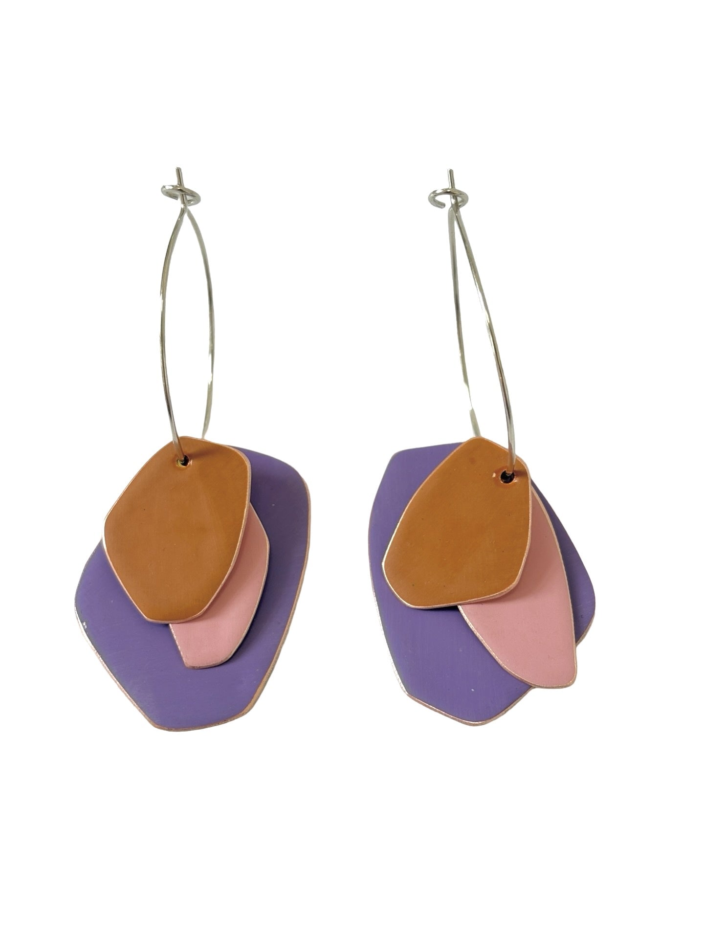 Lou Drop Earrings - Violet, Pink, Cognac