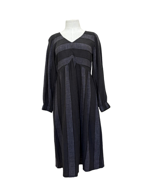 Abby Dress - Black/Grey Stripe