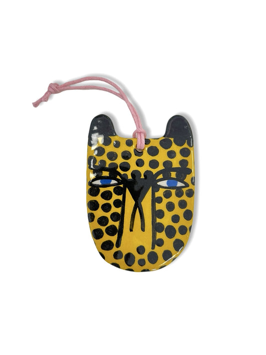 Cheetah Face Yellow - Ceramic Decoration by Studio Soph