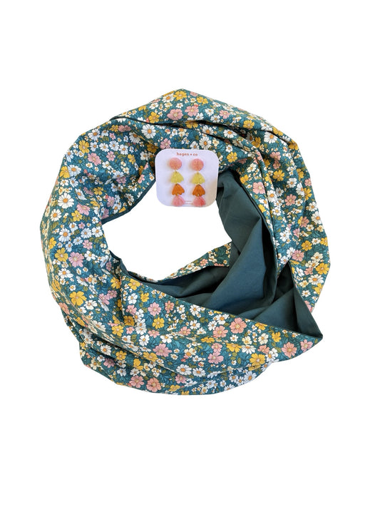 Infinity Scarf - Pastel Florals / Teal