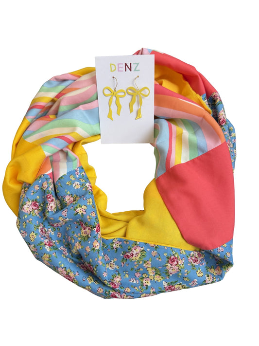 Infinity Scarf - Bright Colourful Rainbow / Yellow