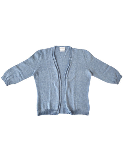 Cotton/Merino Flo Cardigan 3/4 Sleeve - Sky blue