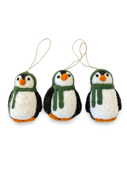 Felted Wool Penguin - Forest Green