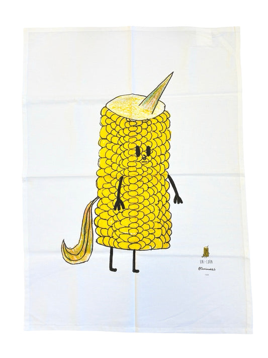 Uni-Corn - Illustrated Cotton Tea towel by Jemimadidit