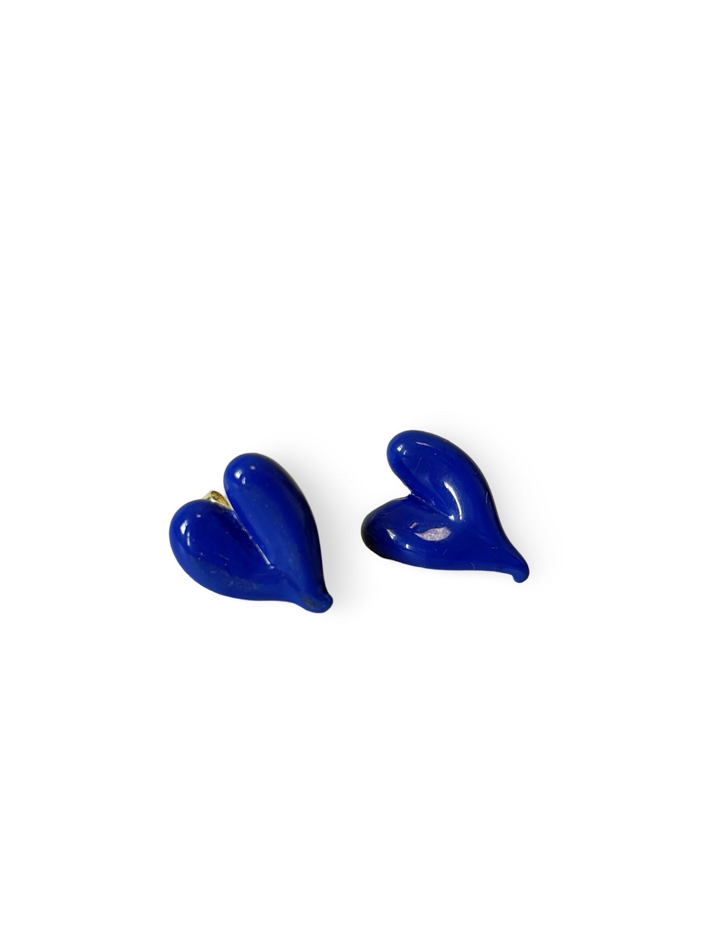 Glass Heart Studs - Blue