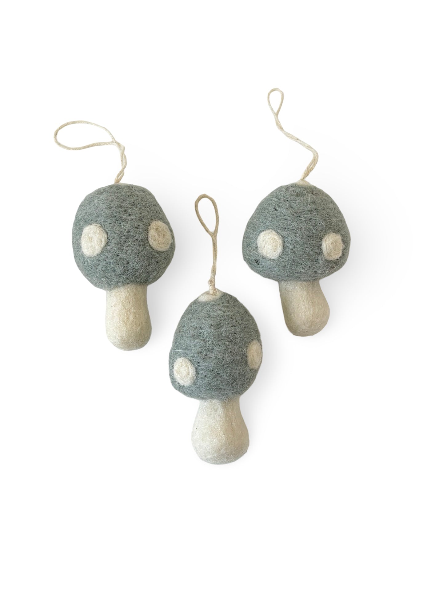 Felted Christmas Mushroom Ornament - Ice Blue