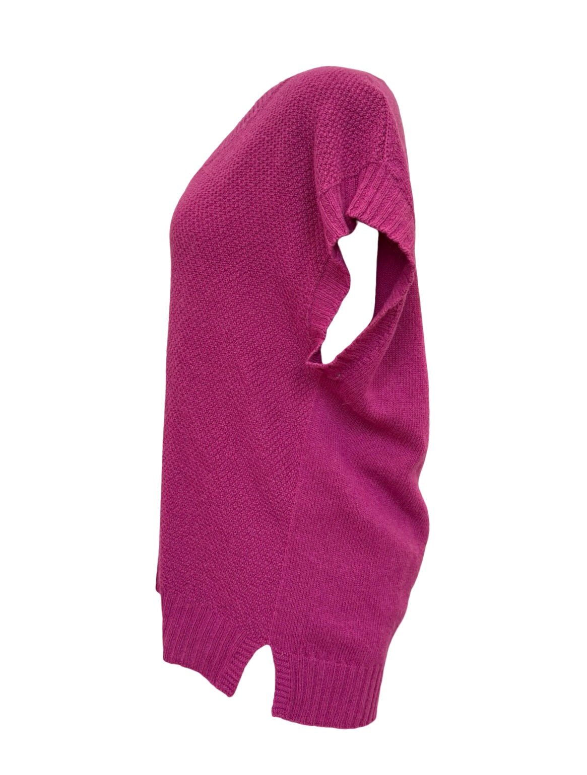 Evie Textured Merino/Cotton Vest - Cerise