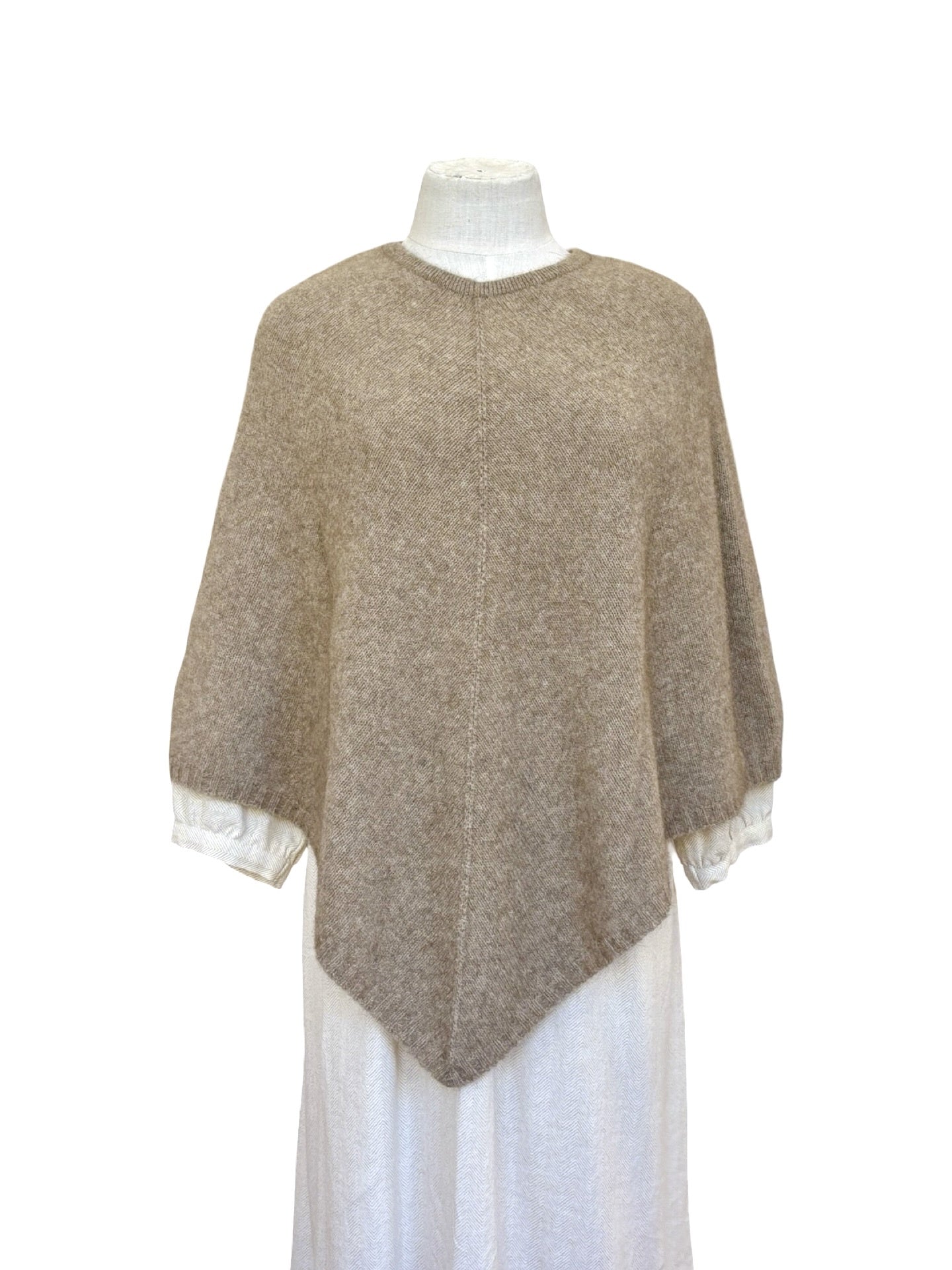 Possum Merino Poncho - Natural
