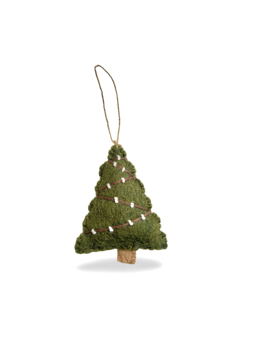 Zig Zag Christmas Tree Decoration - Felted NZ Wool - Forest