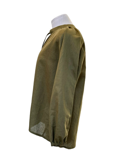 Autumn Blouse - Khaki green cotton/linen