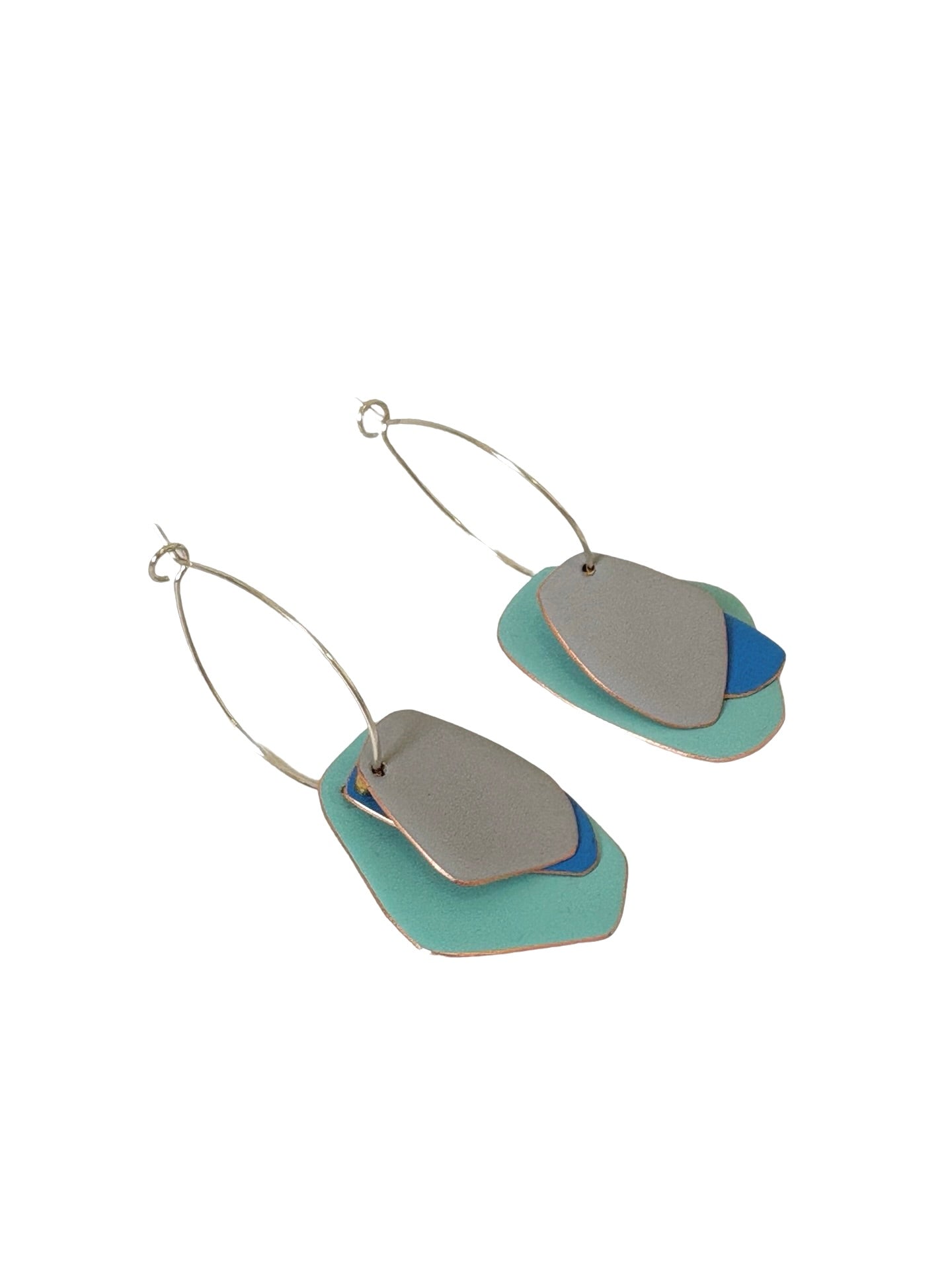 Lou Drop Earrings - Turquoise, Light Blue, Grey