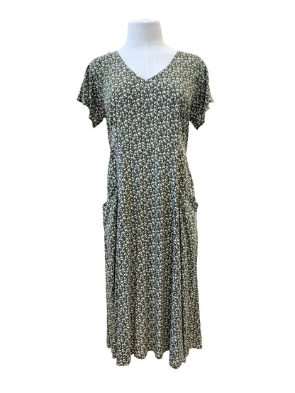 "Lucia" Dress - Green & White Print