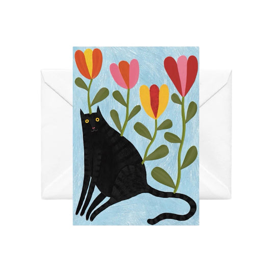 Cat in Flowers - illustrated card by Studio Soph
