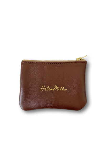 Leather Coin Purse - 12cm - Chestnut Brown