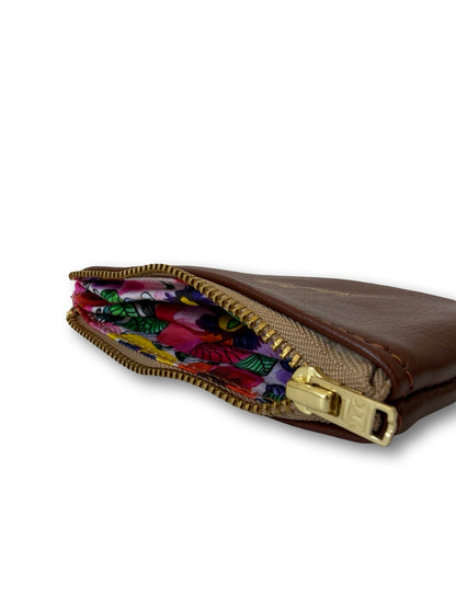 Leather Coin Purse - 12cm - Chestnut Brown