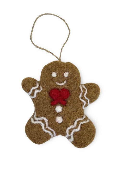 Felt Gingerbread Man Decoration - Bow Tie