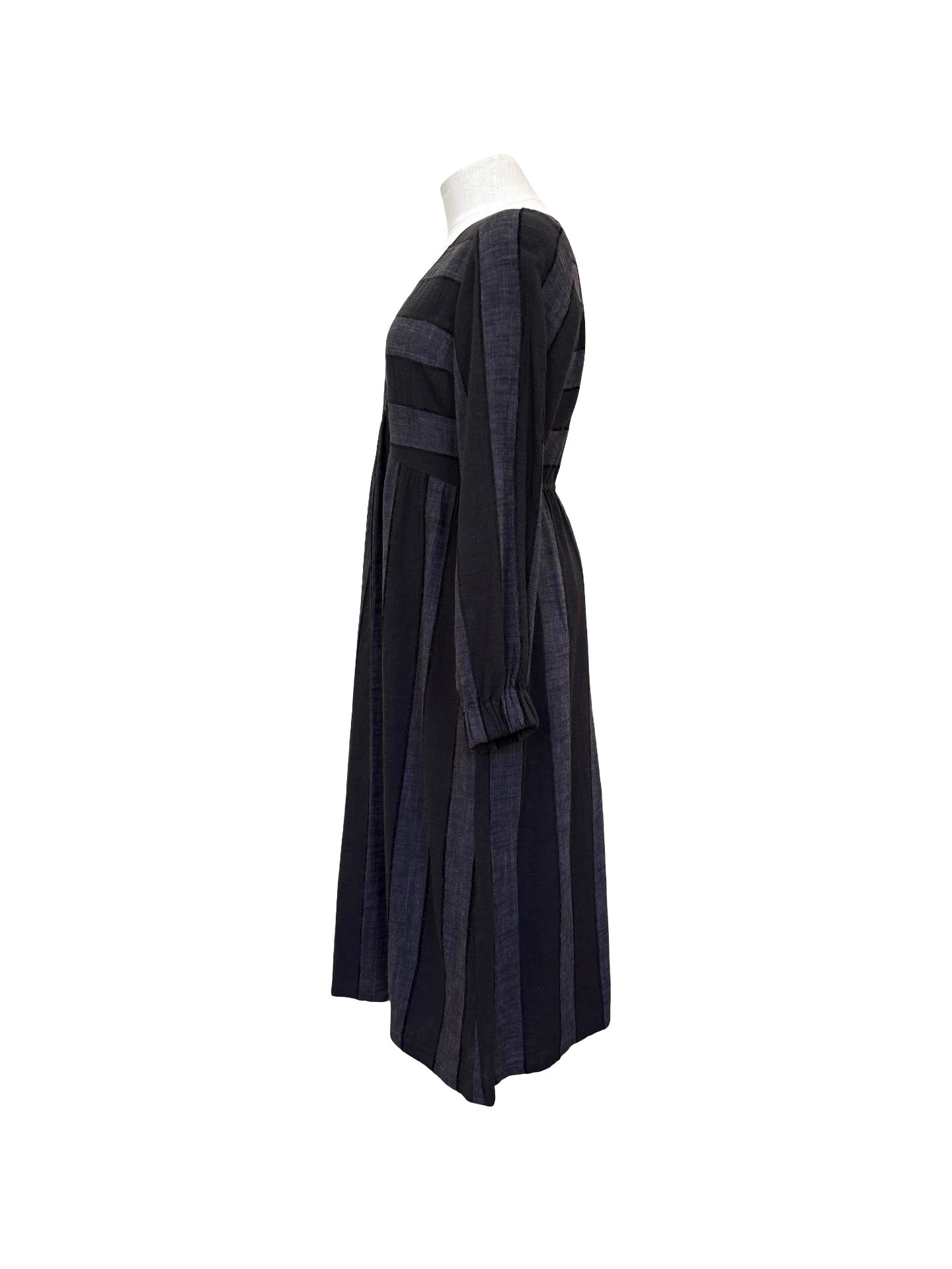 Abby Dress - Black/Grey Stripe