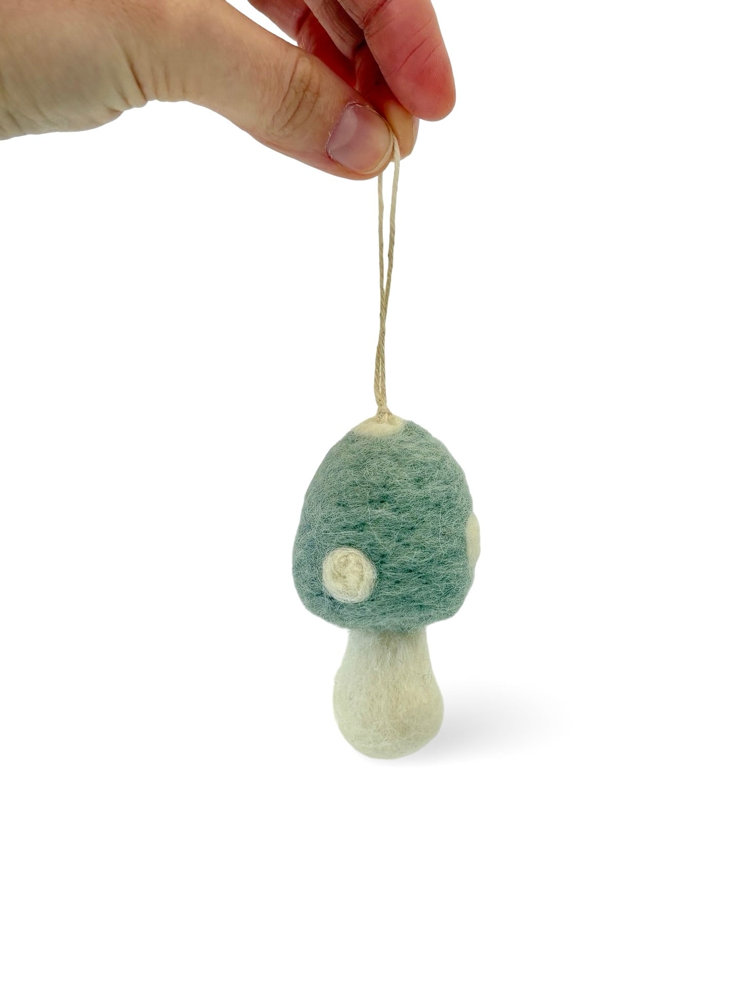 Felted Christmas Mushroom Ornament - Ice Blue
